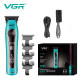 Тример VGR V-299 BLUE, 4 насадки, 9000RPM, 2000 mAh, 5 рівнів швидкості, LED display