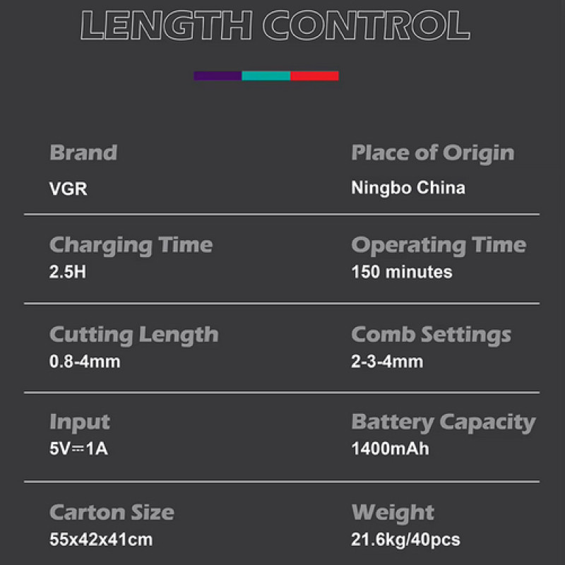 Тример VGR V-923, 3 насадки, LED display