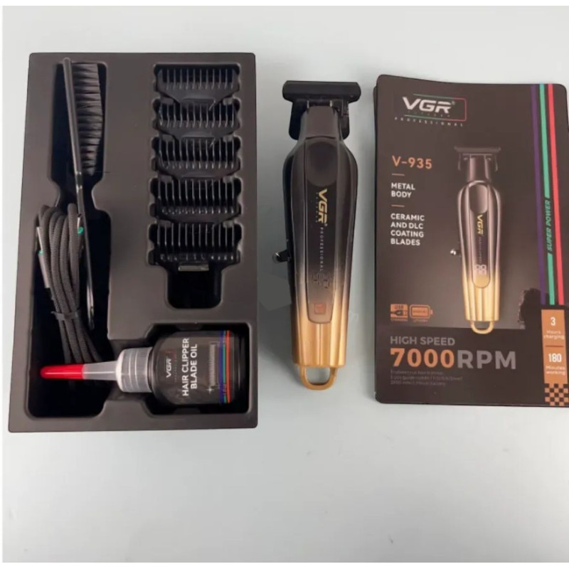 Тример VGR V-935 GOLD, 5 насадок, 7000 RPM, LED display