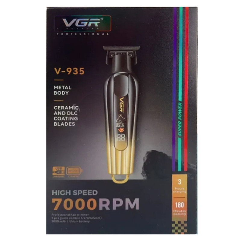 Тример VGR V-935 GOLD, 5 насадок, 7000 RPM, LED display