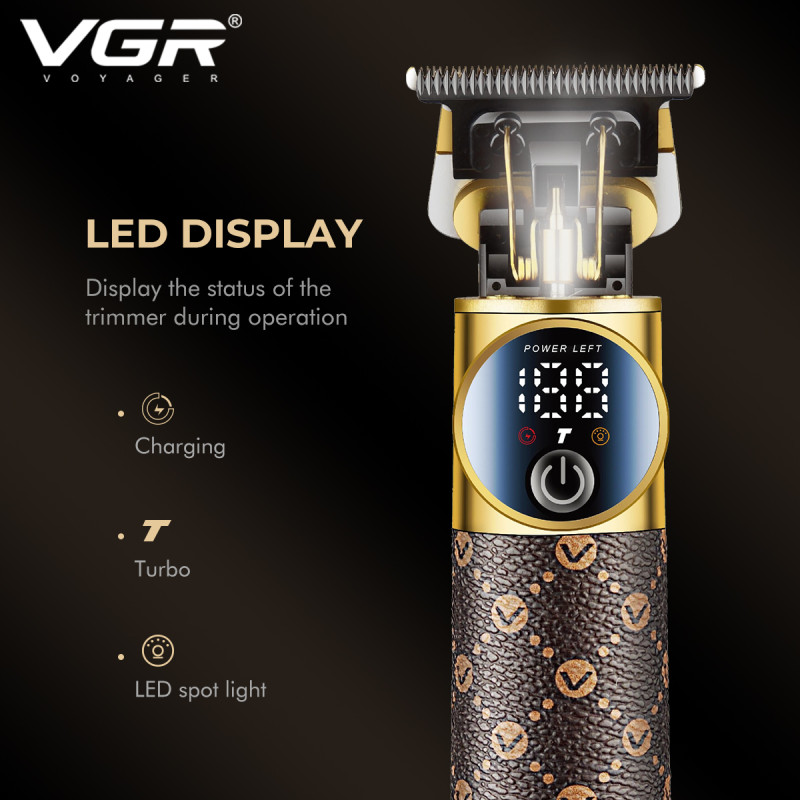 Тример VGR V-942 BROWN, 4 насадки, LED display