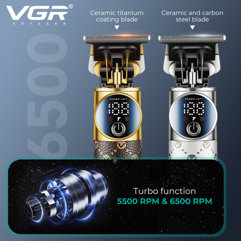 Тример VGR V-942 WHITE, 4 насадки, LED display