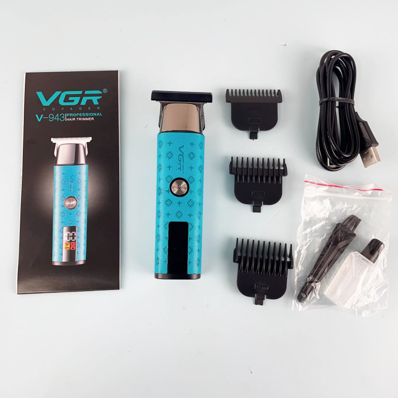 Тример VGR V-943 BLUE, 3 насадки, LED Display
