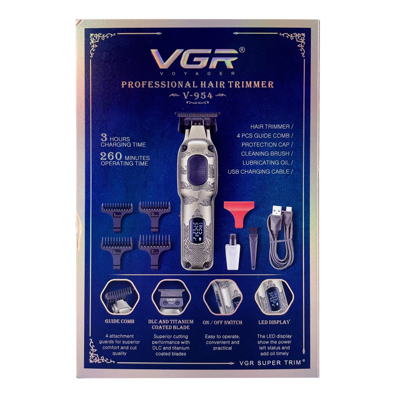 Тример VGR V-954, 4 насадки, 7000 RPM, LED Display