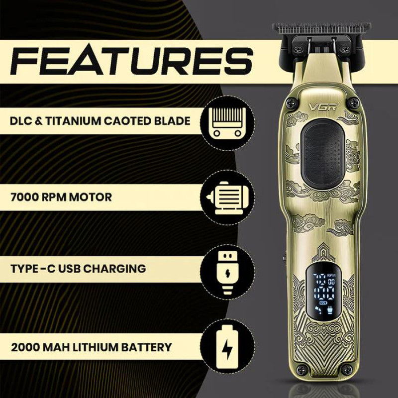 Тример VGR V-954, 4 насадки, 7000 RPM, LED Display