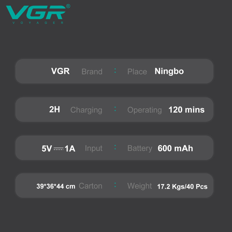 Тример VGR V-975 GREEN, 4 насадки, LED display