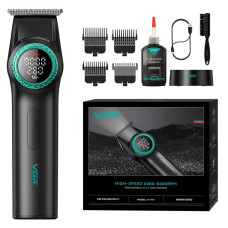 Тример VGR V-977 BLACK, регулювання потужності 6000 - 8000 RPM, 2500 mAh, 4 насадки, LED display
