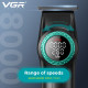 Тример VGR V-977 BLACK, регулювання потужності 6000 - 8000 RPM, 2500 mAh, 4 насадки, LED display