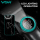 Тример VGR V-977 BLACK, регулювання потужності 6000 - 8000 RPM, 2500 mAh, 4 насадки, LED display