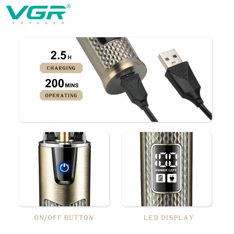 Тример VGR V-983, 3 насадки, LED display