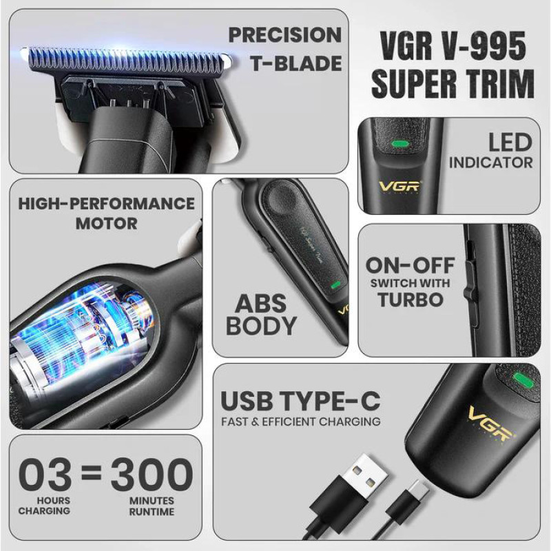 Тример VGR V-995, 4 насадки, 7000 RPM