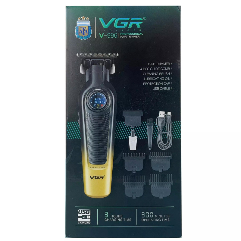Тример VGR V-996 GREEN, 4 насадки, LED display