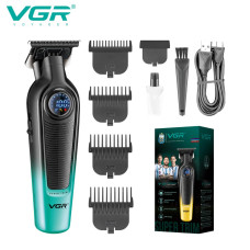 Тример VGR V-996 GREEN, 4 насадки, LED display