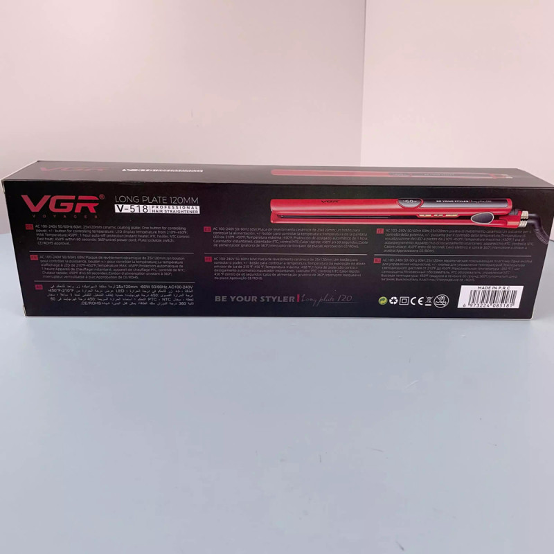 Випрямляч для волосся VGR V-518 RED, температура від 100 ° C до 230 ° C, керамічне покриття, LED display, 40 Вт