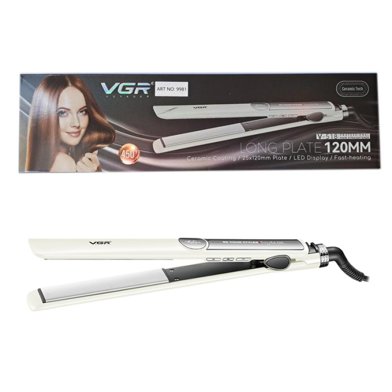 Випрямляч для волосся VGR V-518 WHITE, температура від 100 ° C до 230 ° C, керамічне покриття, LED display, 40 Вт