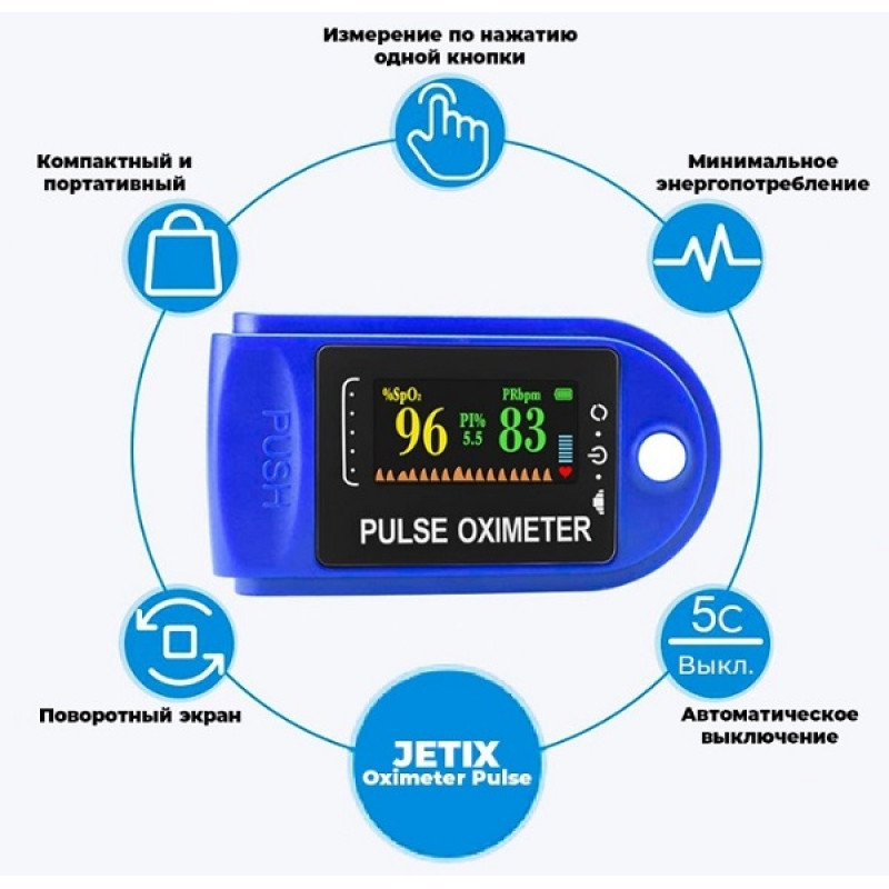 Пульсоксиметр на палець для вимірювання кисню у крові Pulse Oximeter