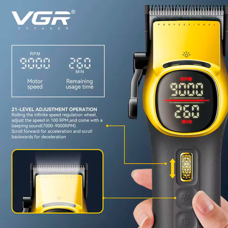 Комплект VGR 2 в 1 V-885 S2 GOLD, акумуляторна машинка для стрижки (clipper) та триммер