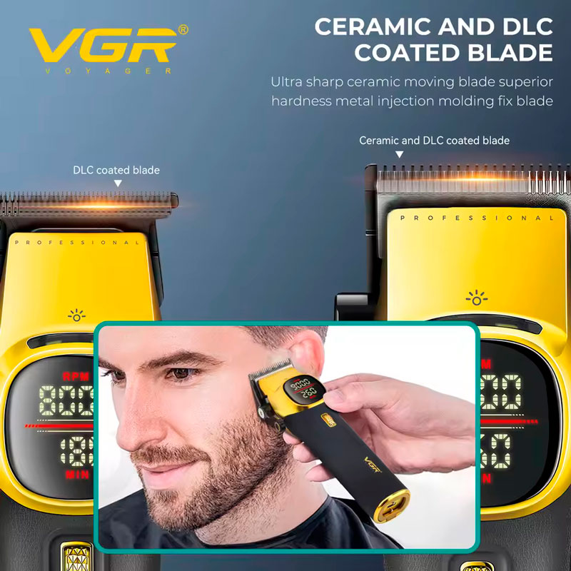 Комплект VGR 2 в 1 V-885 S2 GOLD, акумуляторна машинка для стрижки (clipper) та триммер