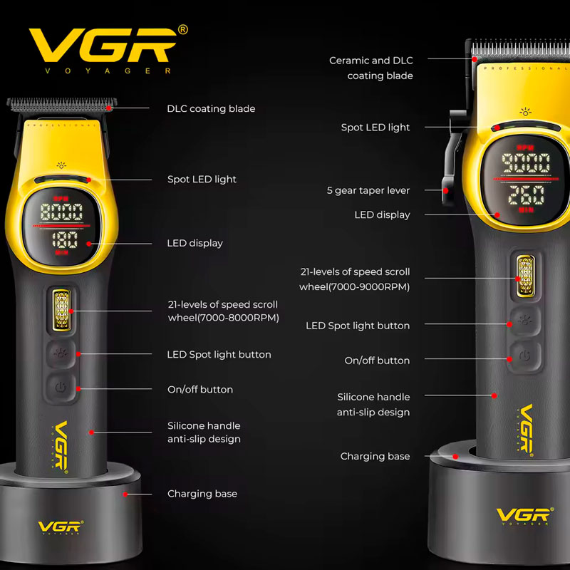 Комплект VGR 2 в 1 V-885 S2 GOLD, акумуляторна машинка для стрижки (clipper) та триммер