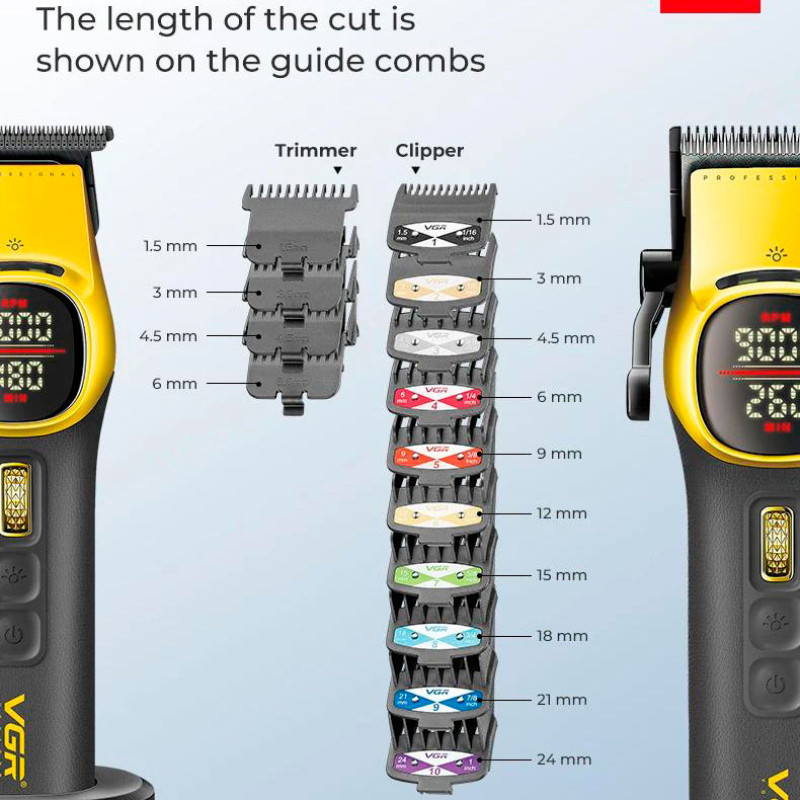 Комплект VGR 2 в 1 V-885 S2 GOLD, акумуляторна машинка для стрижки (clipper) та триммер