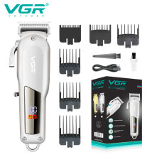 Машинка (триммер) для стрижки волосся VGR V-278 SILVER, Professional, 6 насадок, LED Display, STRONG BATTERY оптом в Україні