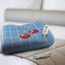 Електропростирадло з сумкою electric blanket 150 × 170 Вишня на синьому фоні з кліткою