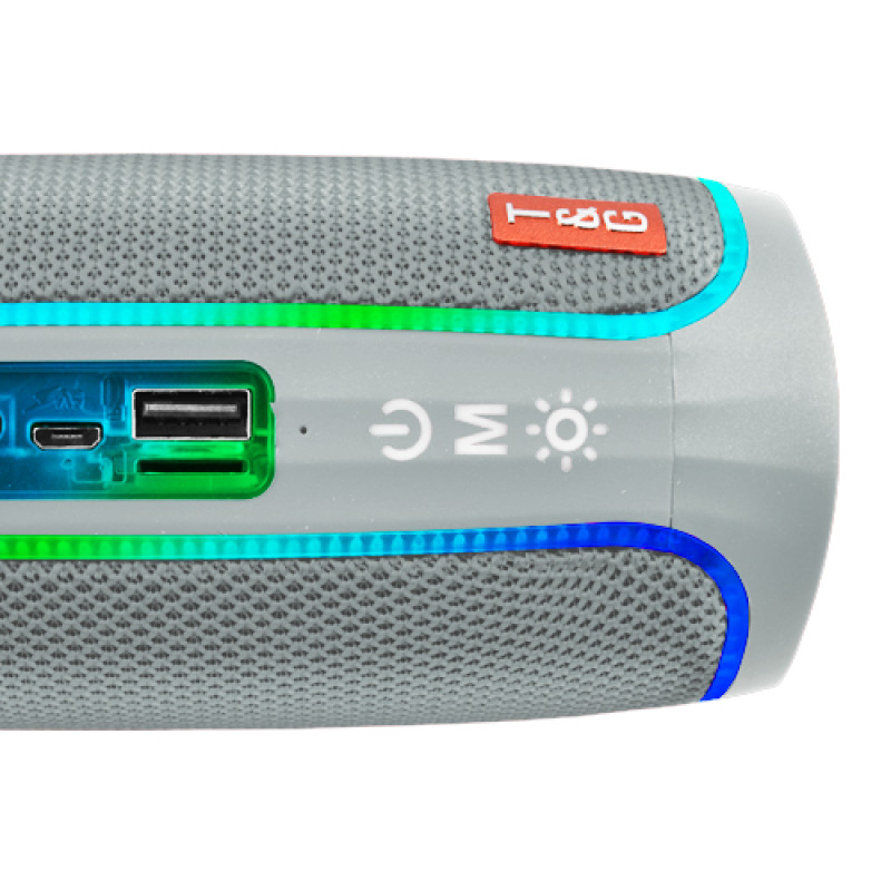 Bluetooth-колонка TG288 з RGB ПІДСВІЧУВАННЯМ, speakerphone, радіо, grey