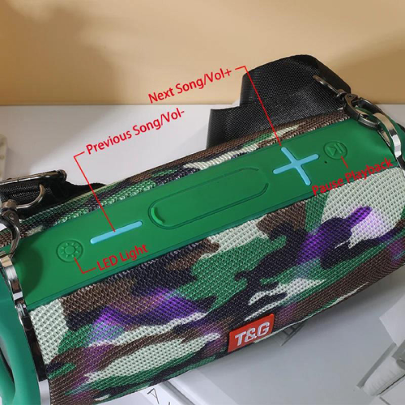 Bluetooth-колонка TG642 з RGB ПІДСВІЧУВАННЯМ, speakerphone, радіо, camouflage