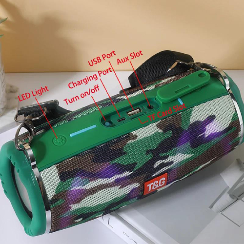 Bluetooth-колонка TG642 з RGB ПІДСВІЧУВАННЯМ, speakerphone, радіо, camouflage