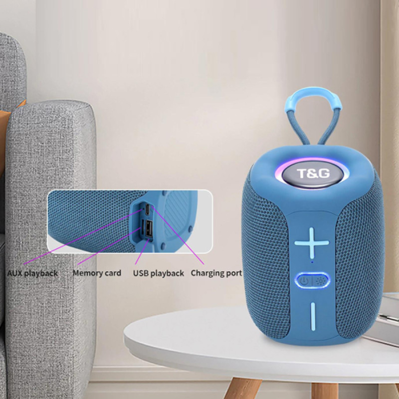 Bluetooth-колонка TG658 з RGB ПІДСВІЧУВАННЯМ, speakerphone, радіо, blue