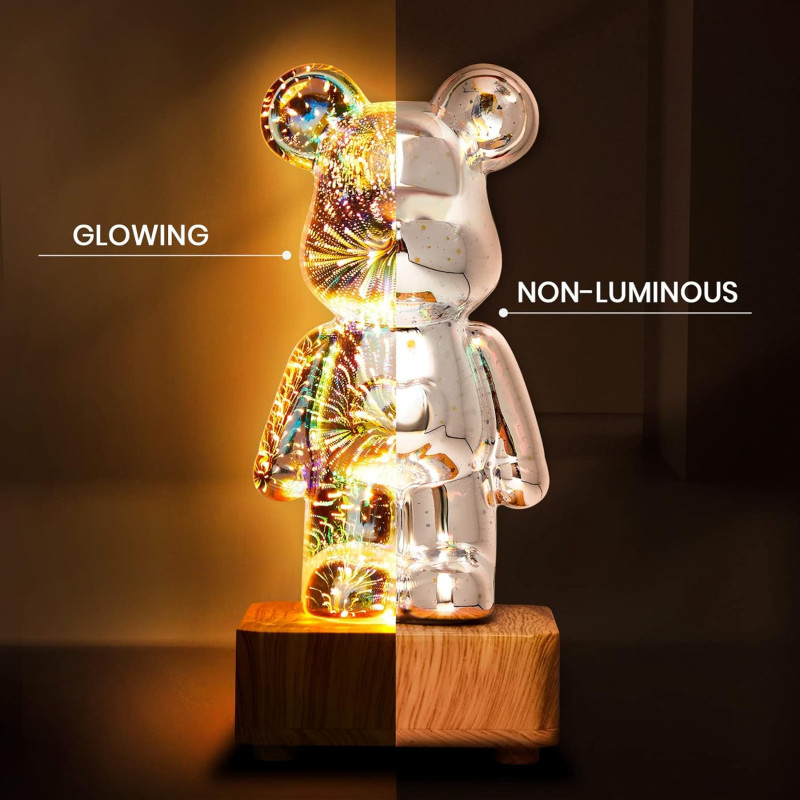Нічник 3D Bearbrick Ведмедик KX197 8 кольорів, RGB+Warm Light