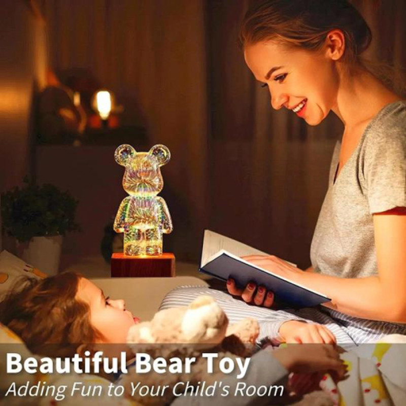 Нічник 3D Bearbrick Ведмедик KX197 8 кольорів, RGB+Warm Light