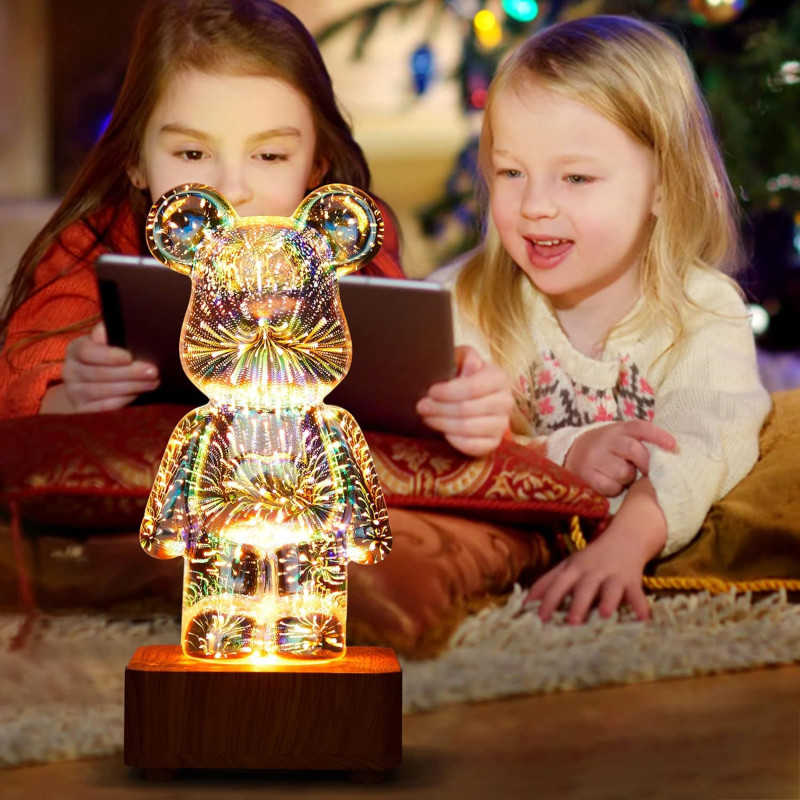 Нічник 3D Bearbrick Ведмедик KX197 8 кольорів, RGB+Warm Light