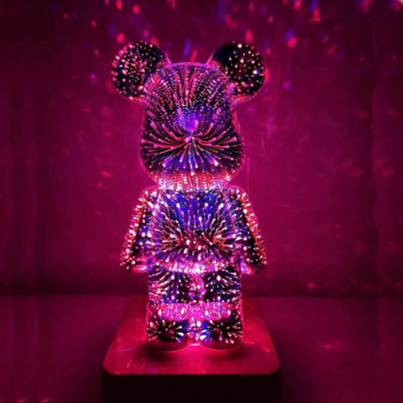 Нічник 3D Bearbrick Ведмедик KX197 8 кольорів, RGB+Warm Light
