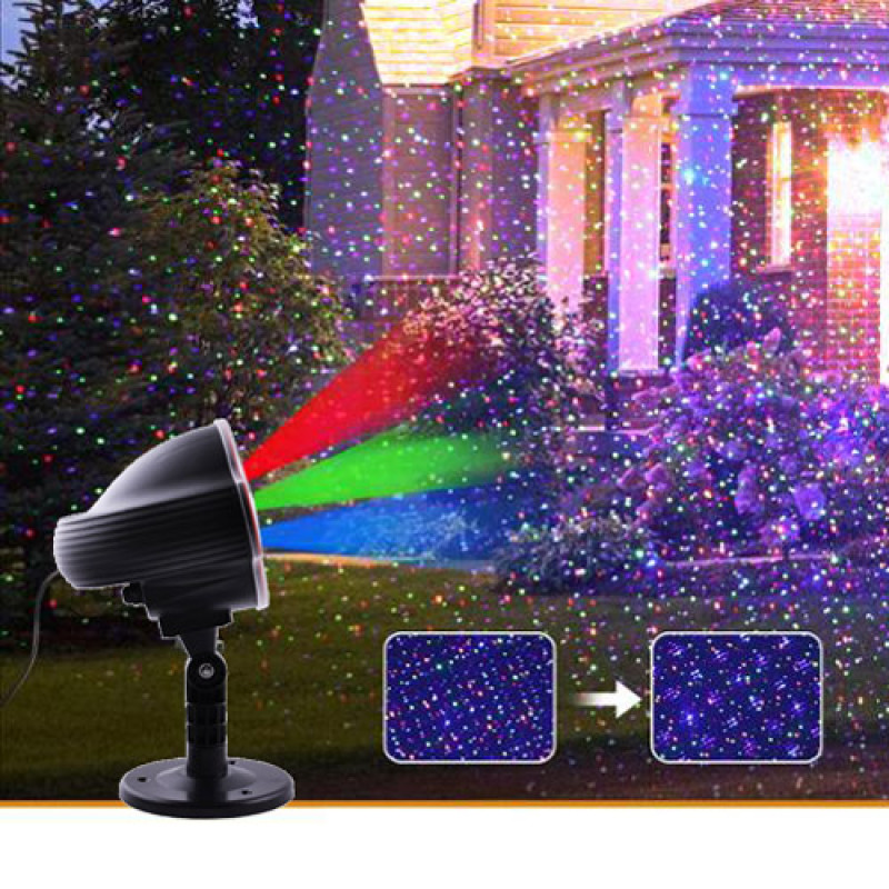 Світлодіодний лазерний проектор Star Shower 3-Color 809-3-х кольоровий, будинок+вулиця, 2 кронштейни, Waterproof
