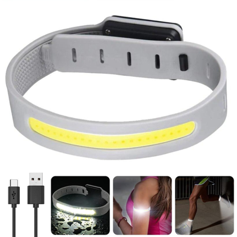 Світлодіодний LED браслет безпеки YD2307-COB(white+red), Waterproof, Li-Ion акумулятор., ЗУ Type-C