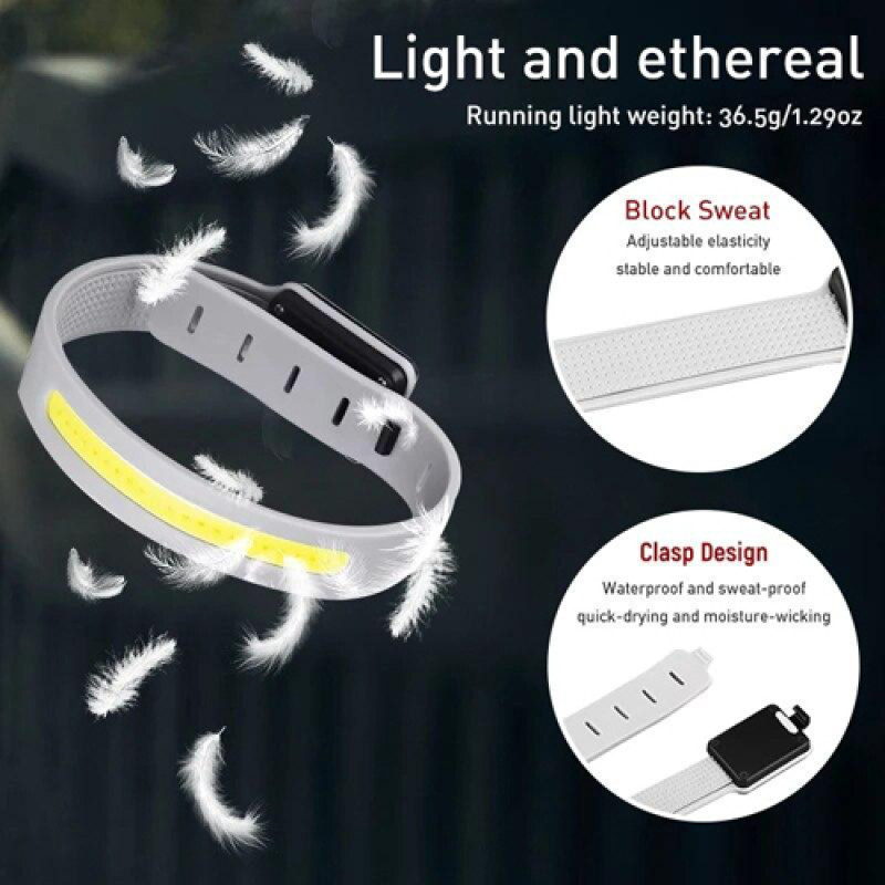 Світлодіодний LED браслет безпеки YD2307-COB(white+red), Waterproof, Li-Ion акумулятор., ЗУ Type-C