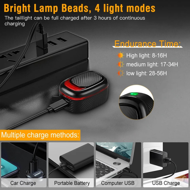 Велофара A5P-LED(red), виносна кнопка, Waterproof, ЗУ Type-C, Li-Ion акк., дзвінок