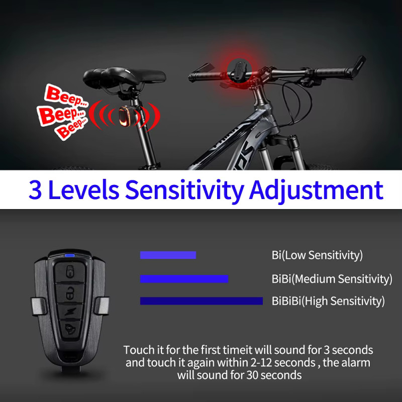 Велофара A5P-LED(red), виносна кнопка, Waterproof, ЗУ Type-C, Li-Ion акк., дзвінок