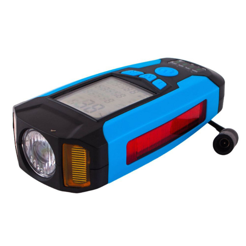 Велофара з комп'ютером, сигналом і сигналізацією AS0808-XPG+2LED(yellow)+2COB(red), виносна кнопка, Waterproof, аккум., ЗУ microUSB