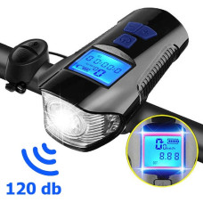 Велофара з комп'ютером та сигналом XA-585-T6+2LED, виносна кнопка, Waterproof, акумулятор, ЗУ microUSB