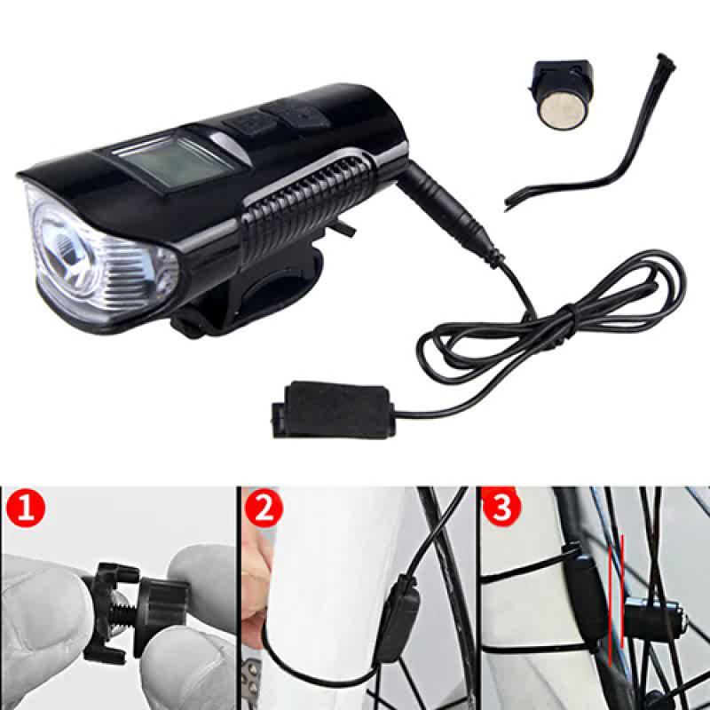 Велофара з комп'ютером та сигналом XA-585-T6+2LED, виносна кнопка, Waterproof, акумулятор, ЗУ microUSB