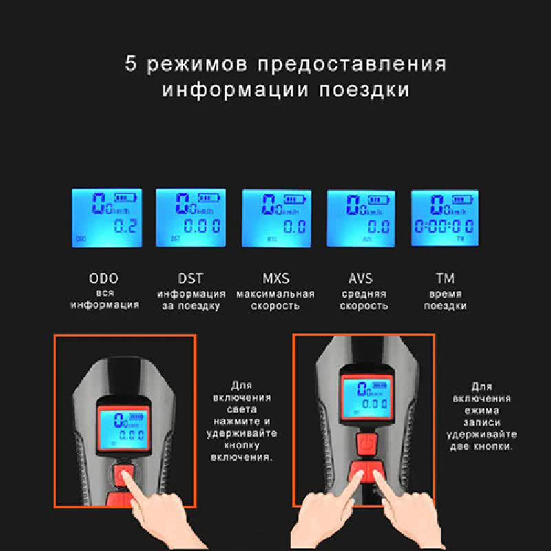 Велофара з комп'ютером та сигналом XA-585-T6+2LED, виносна кнопка, Waterproof, акумулятор, ЗУ microUSB