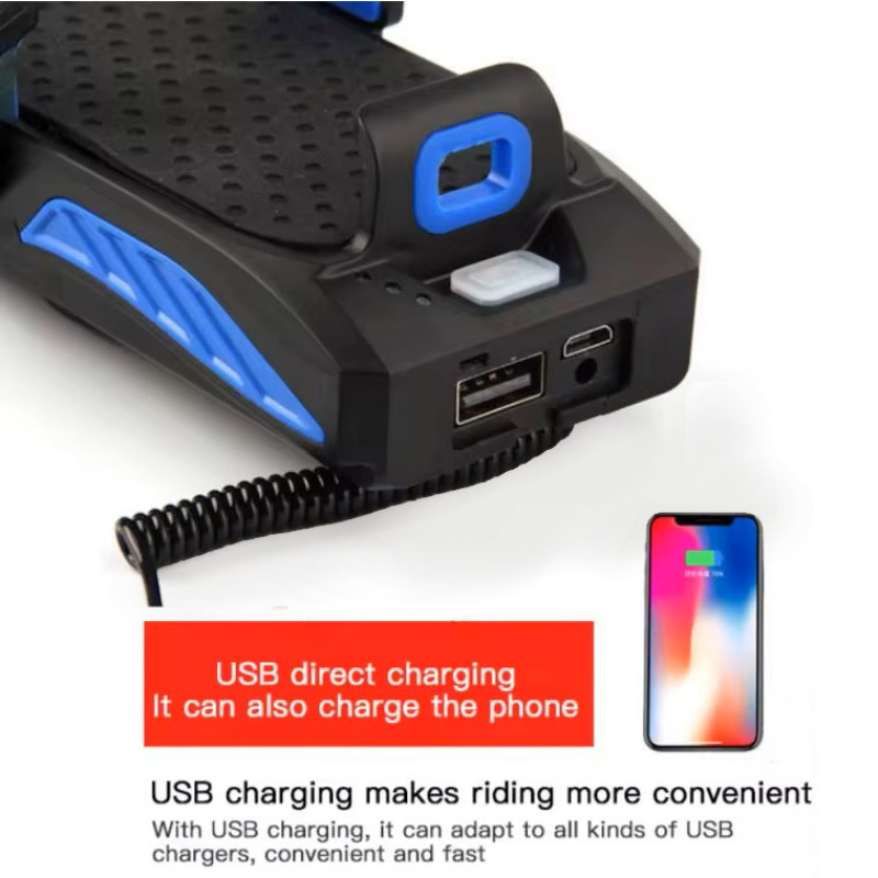 Велофонарь с сигналом и держателем телефона LY-25-2T6(white+yellow), waterproof, ЗУ microUSB, Li-Ion аккумулятор оптом в Украине