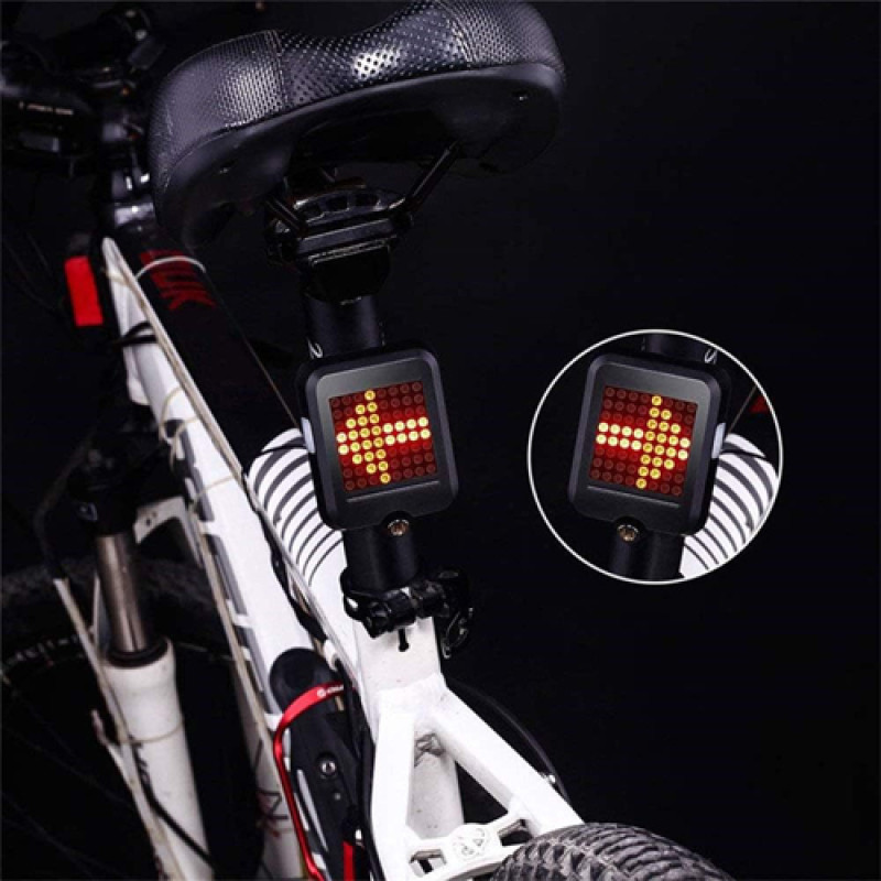 Велофонарь AQY-0100 с автоматическим указанием поворотов (red+yellow) + лазер, waterproof, ЗУ microUSB, Li-Ion аккум. оптом в Украине