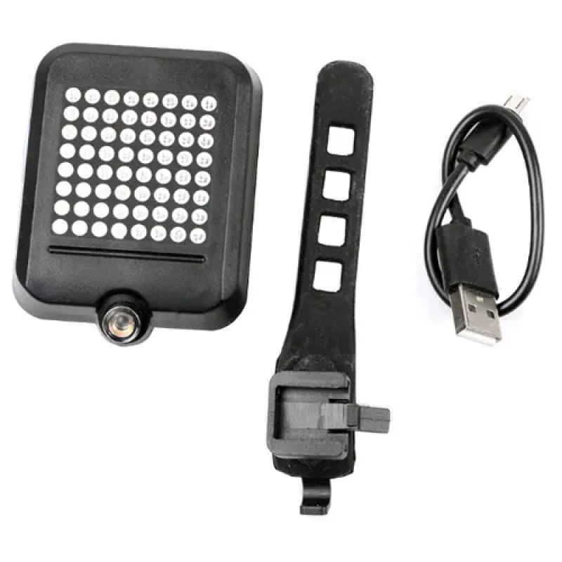 Велофонарь AQY-0100 с автоматическим указанием поворотов (red+yellow) + лазер, waterproof, ЗУ microUSB, Li-Ion аккум. оптом в Украине