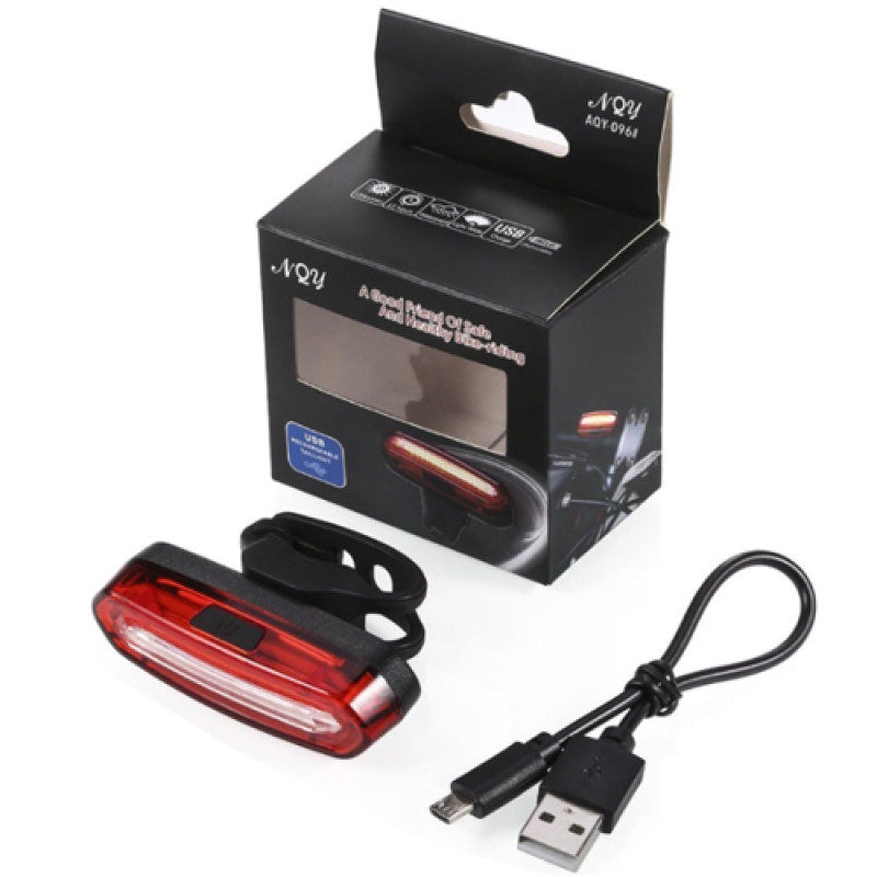 Велоліхтар AQY-096-COB (red+white), Li-Ion акум., ЗУ microUSB