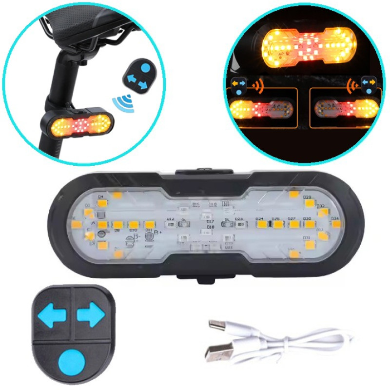 Велофонарь CYGM-2229 STOP (red+yellow) с сигналом, Li-Ion аккумулятор, повороты, ЗУ Type-C оптом в Украине