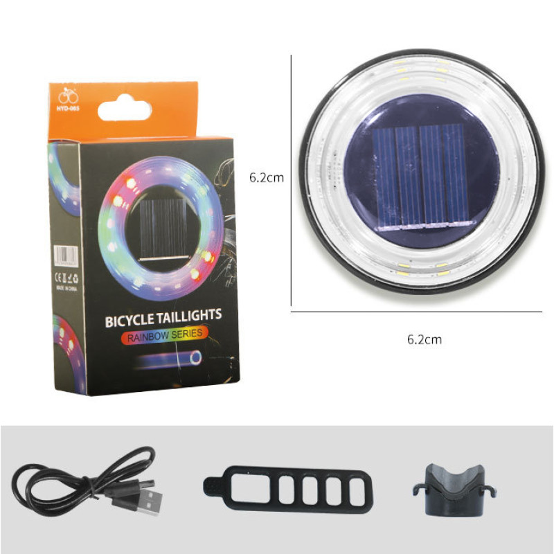 Велоліхтар HYD-085-SMD (RGB), сонячна батарея, Waterproof, Li-Ion акумулятор, ЗУ Type-C
