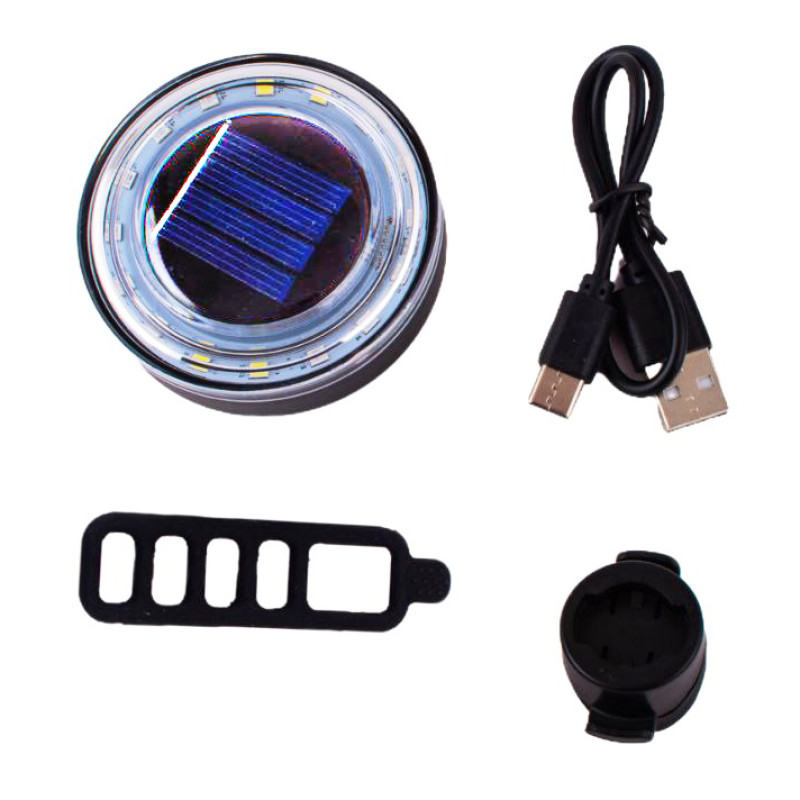 Велоліхтар HYD-085-SMD (RGB), сонячна батарея, Waterproof, Li-Ion акумулятор, ЗУ Type-C